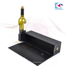 Высокое качество пользовательских складные черные картонные коробки красного вина упаковывая 